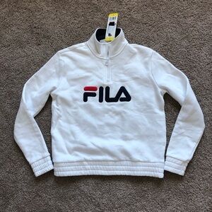 Fila Colorblock Quarter Zip Pullover White Size S